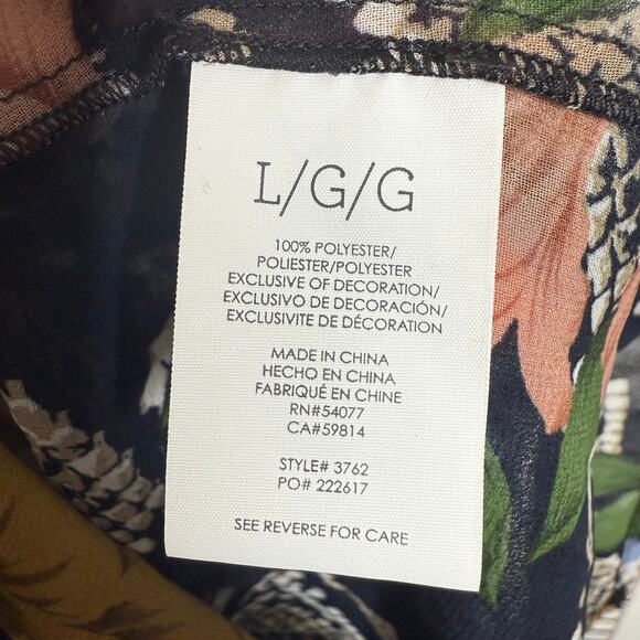 CABI 3762 Womens LARGE Snake Charmer Sheer Dark Floral Blouse Top Balloon Sleeve - Picture 9 of 16